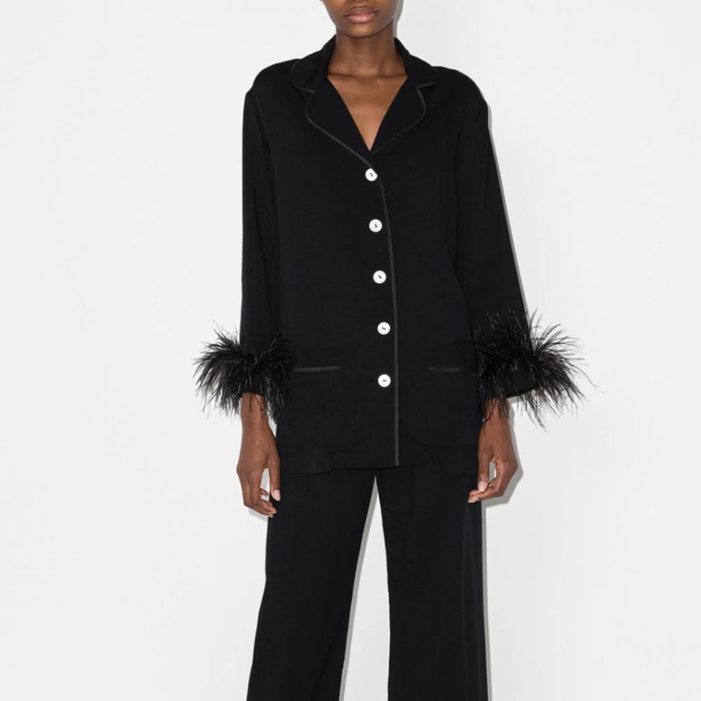 The Sleeper Feather Detail Pajama Set